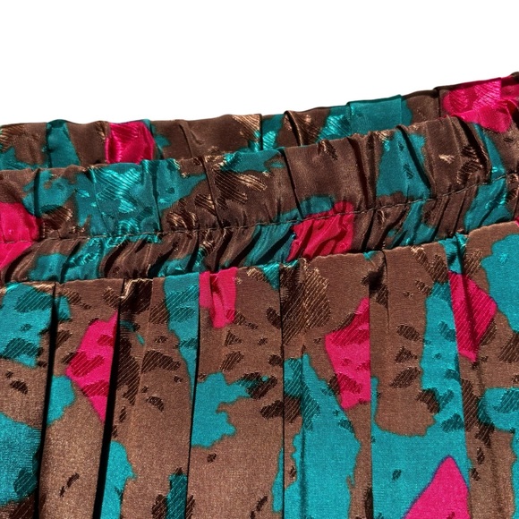 Vintage Andrea Gayle Skirt Petite Size Medium Pleated 80s 90s Retro Pink Green - Picture 3 of 6